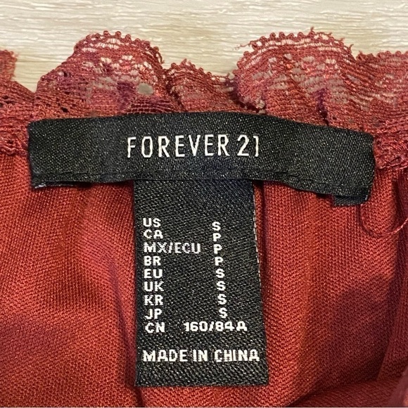 Forever 21 Velour Crop Boho Top, Size S, Burgundy - Picture 9 of 10